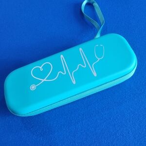 Bovke Turquoise Hard Stethoscope Case / Lined With Mesh Pocket